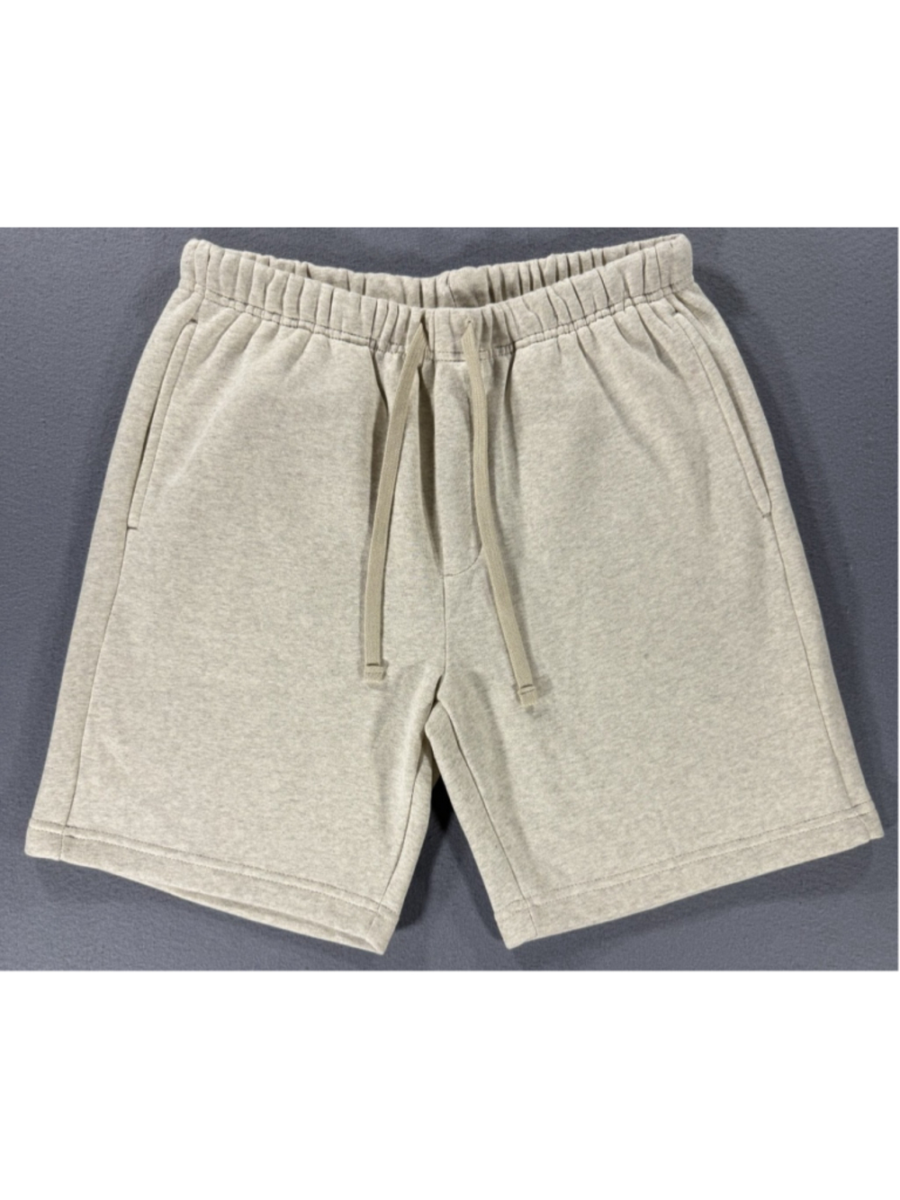 KUSE Mens Fleece Jogger Shorts Size M Gray Oatmeal Sweat Shorts New Without Tags
